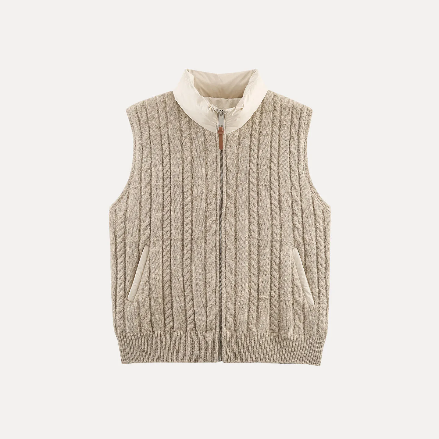 Faionable Gebreide Stand Kraag Svel Vest 2025, Herfst Nieuwe Dameskleding Personali Veelzijdige Woon-werkverkeer Pure Kleur