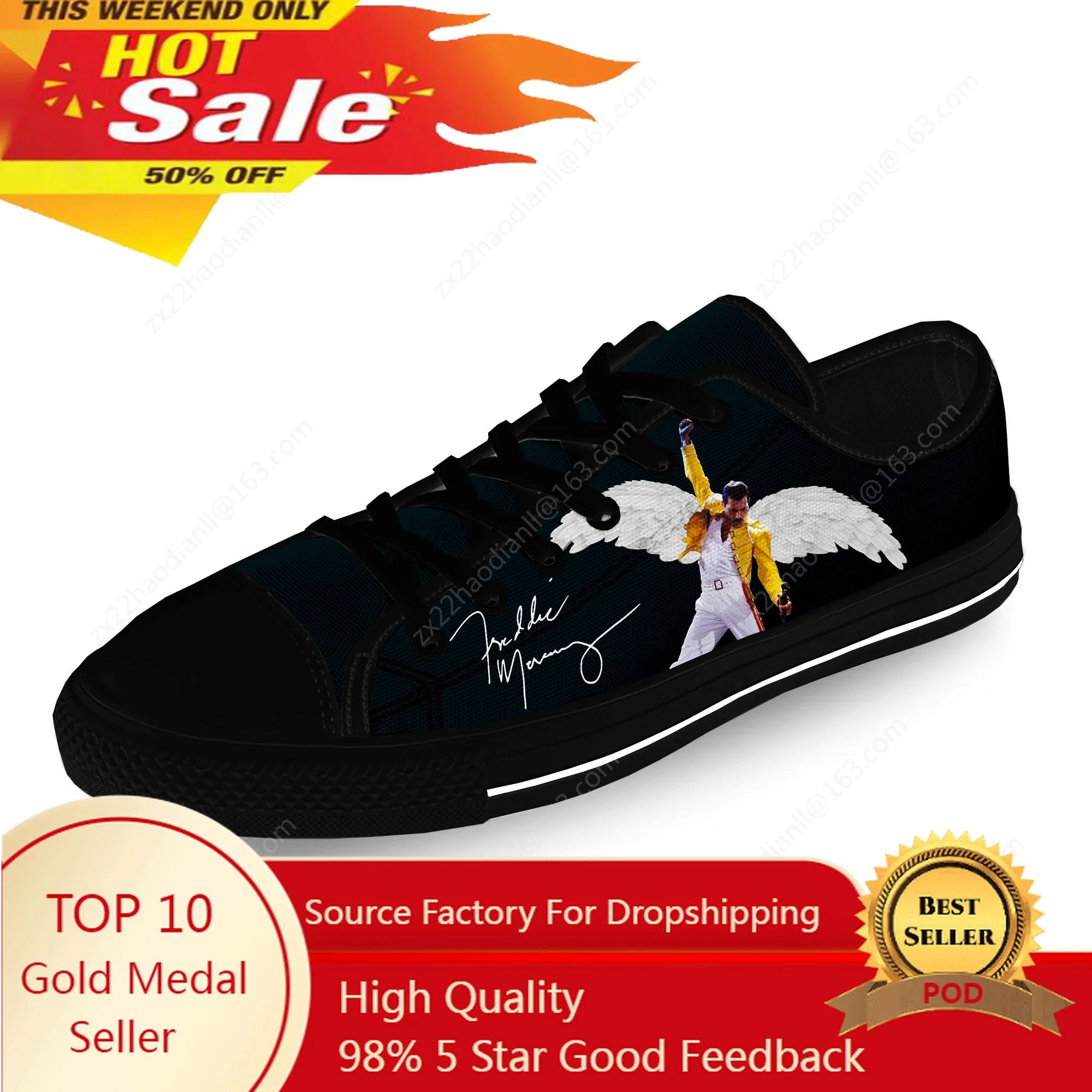 

Freddie Mercury The Show Must Go On Rock Low Top Canvas Shoes Casual Cloth 3D Print Men Women Lightweight Breathable Sneakers