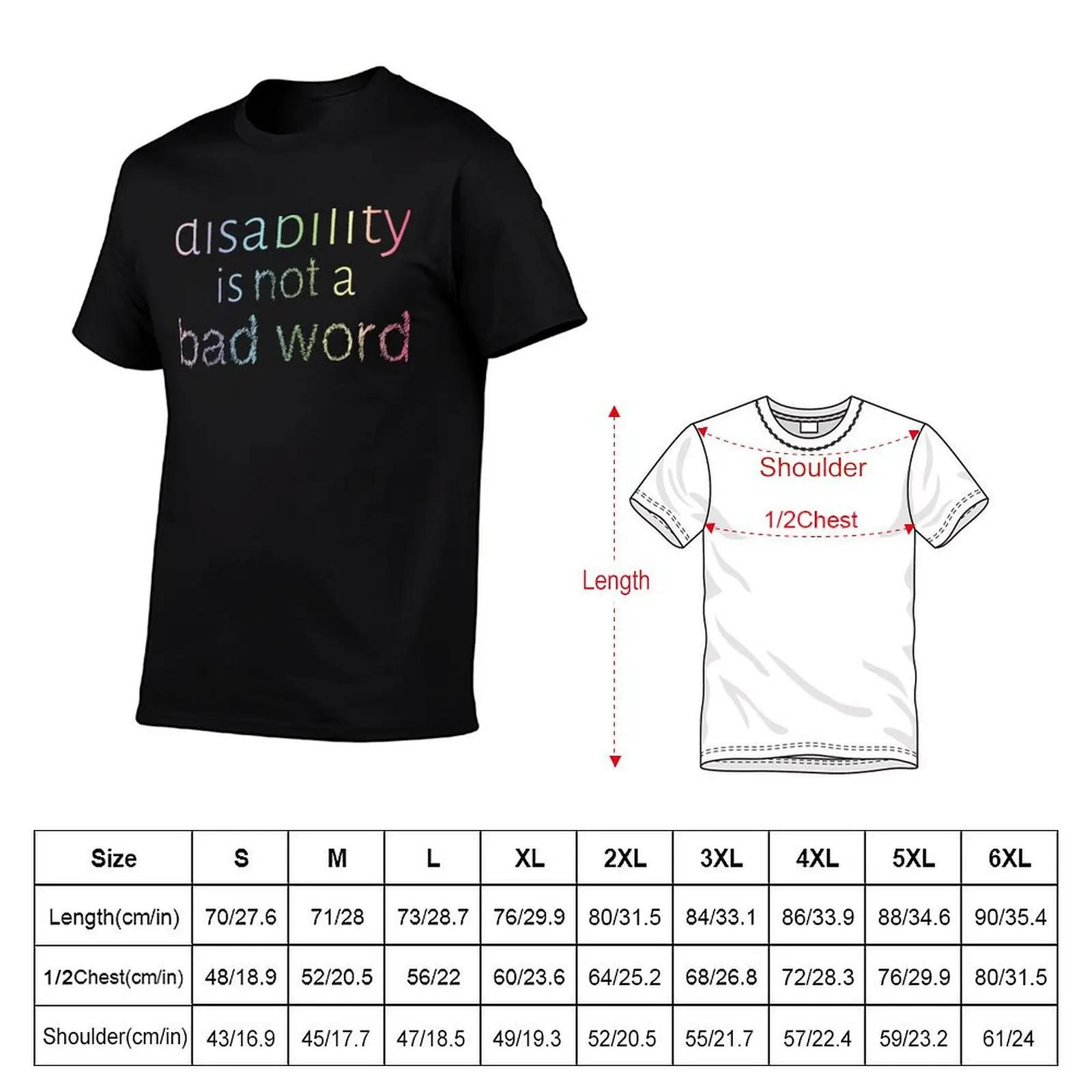 Disability is Not a Bad Word - Pastel Rainbow T-Shirt graphic t shirt vintage summer tops funny t shirts for men