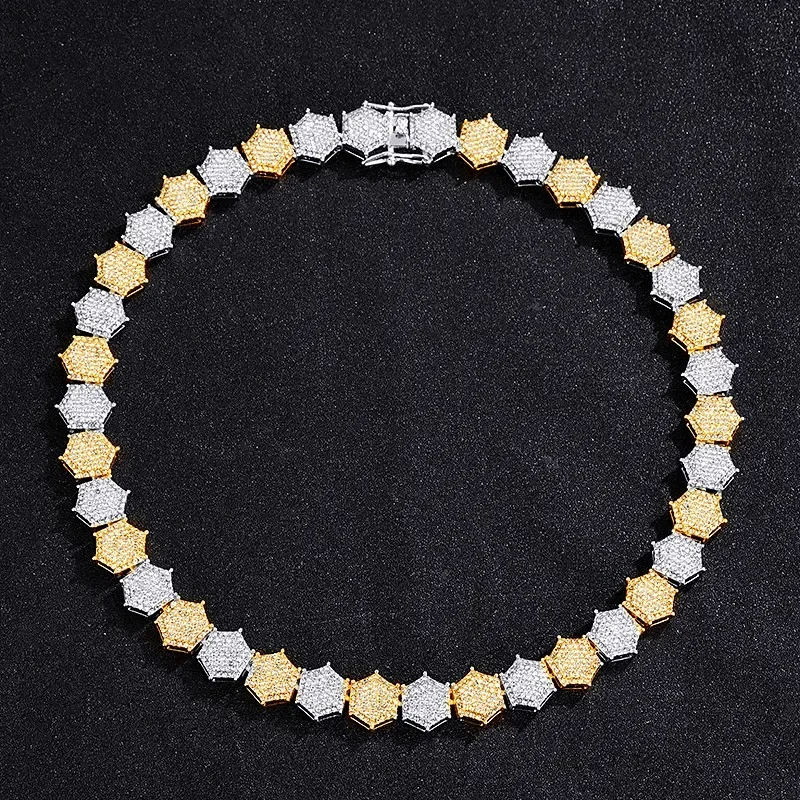 Hip Hop 15mm Bling CZ Stone Tennis Chain Choker Necklace Mens Women Iced Out Cuban Chain Necklaces Silver Color Jewelry