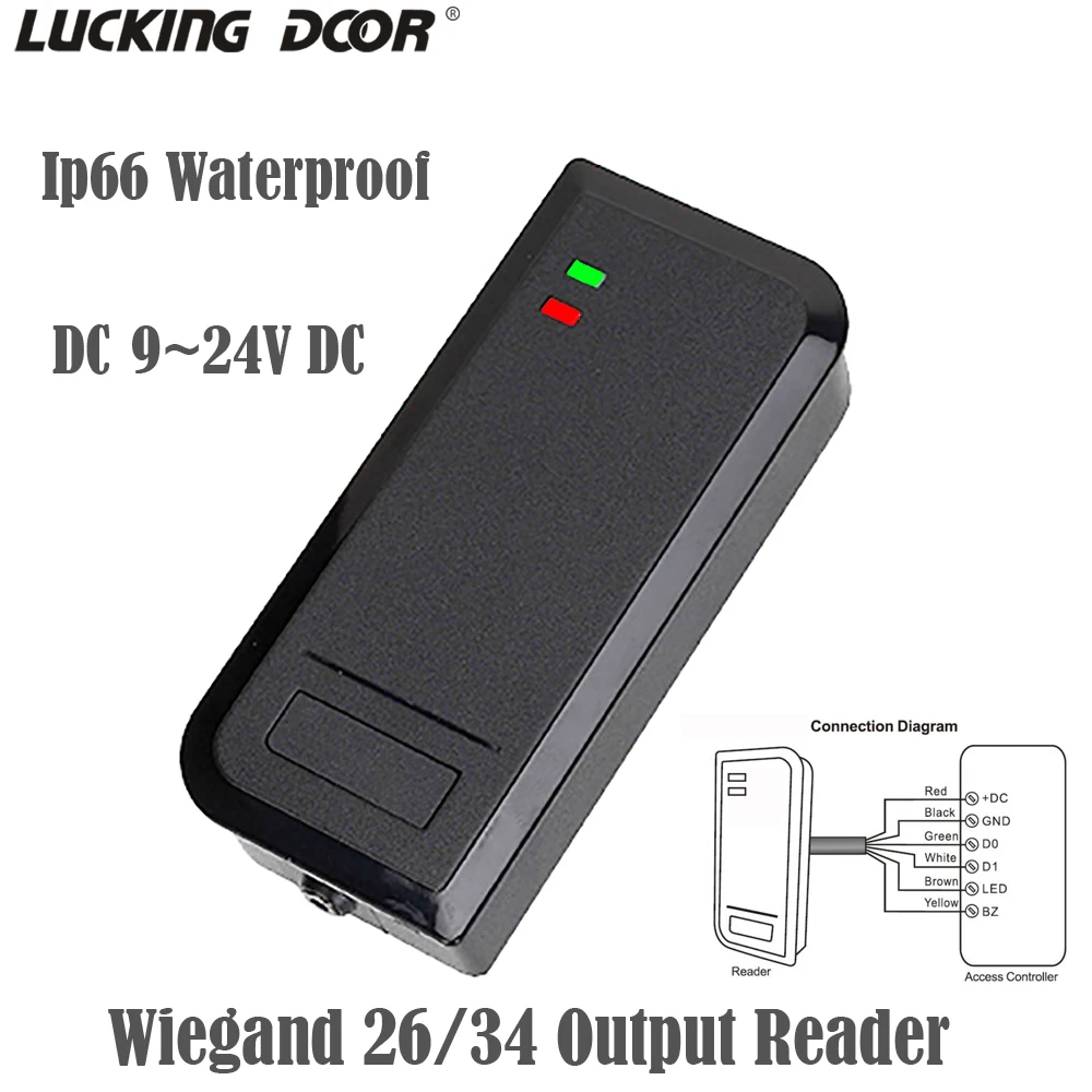 Mini Wiegand Output Proximity Reader Waterproof Rfid Door Access Control 125Khz/13.56Mhz Reader WG 26-37 Output Rfid Reader S2R