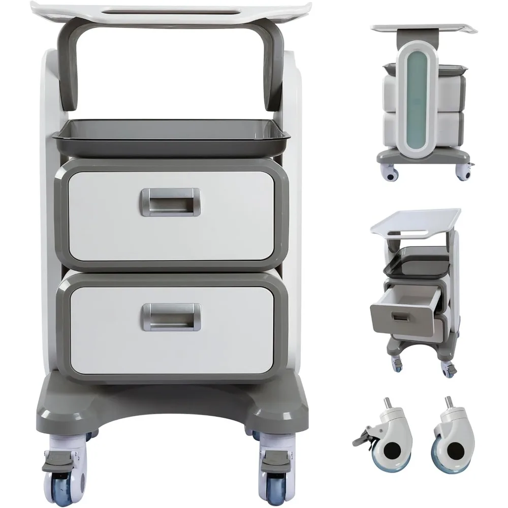 

Medical Trolley With Drawers, Hospital Ultrasound Cart, Rolling Bathroom Utility Cart With Wheels and Trays, Beauty Salon Storag