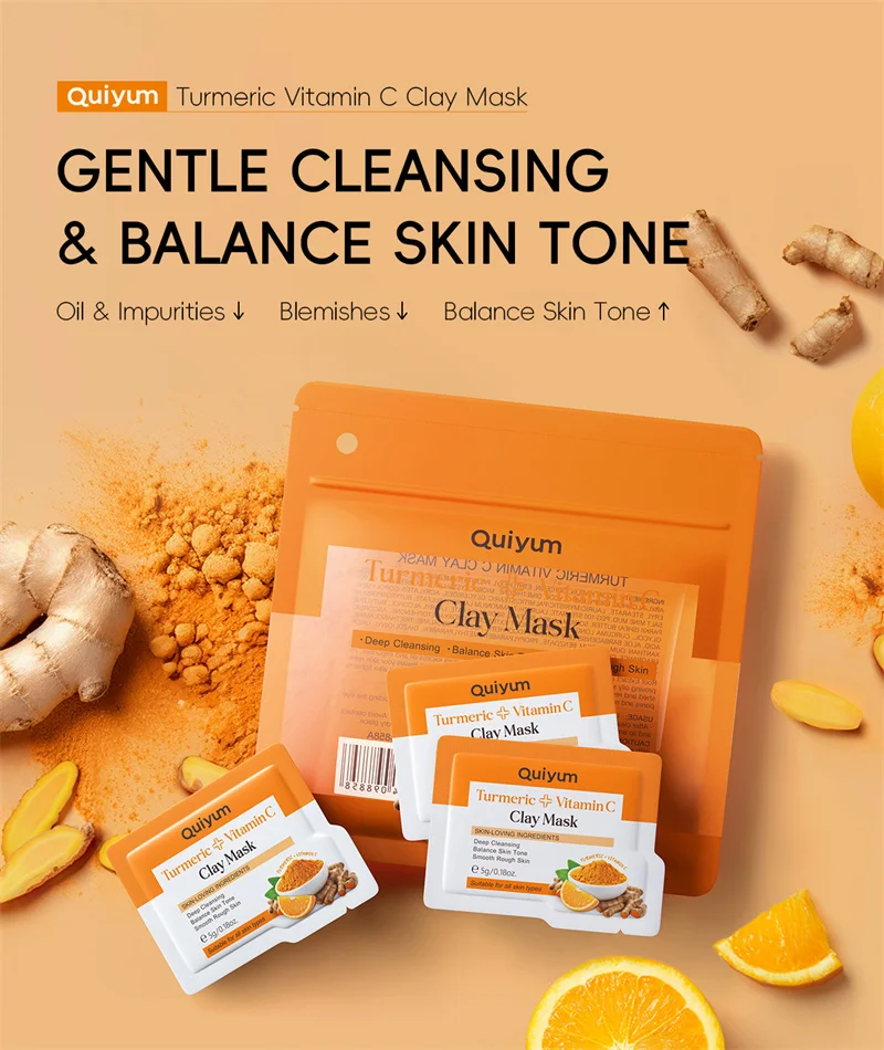 Turmeric Mud Mask Cleansing Pore Vitamin C Mud Mask Eliminate Pimples Inhibit Melanin Exfoliating Shrink Pores Face Care Masks