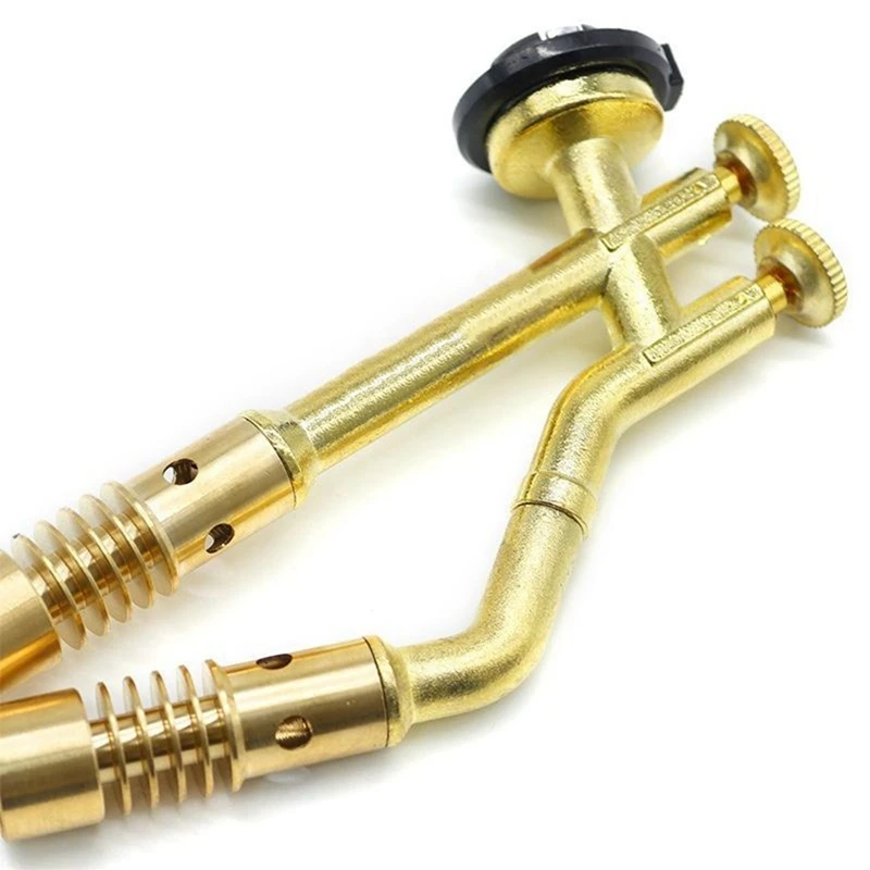 DT16 Dual-Head Gas Torch for Welding High Temperature Brass Flame Burner Propane Compatible Adjustable Ergonomic