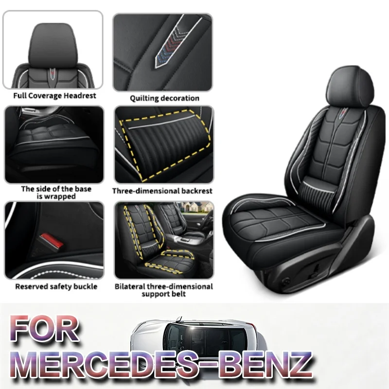 Car seat covers with lumbar support For Buick Series,for the two front seats, with a backrest storage compartment,PU leather.