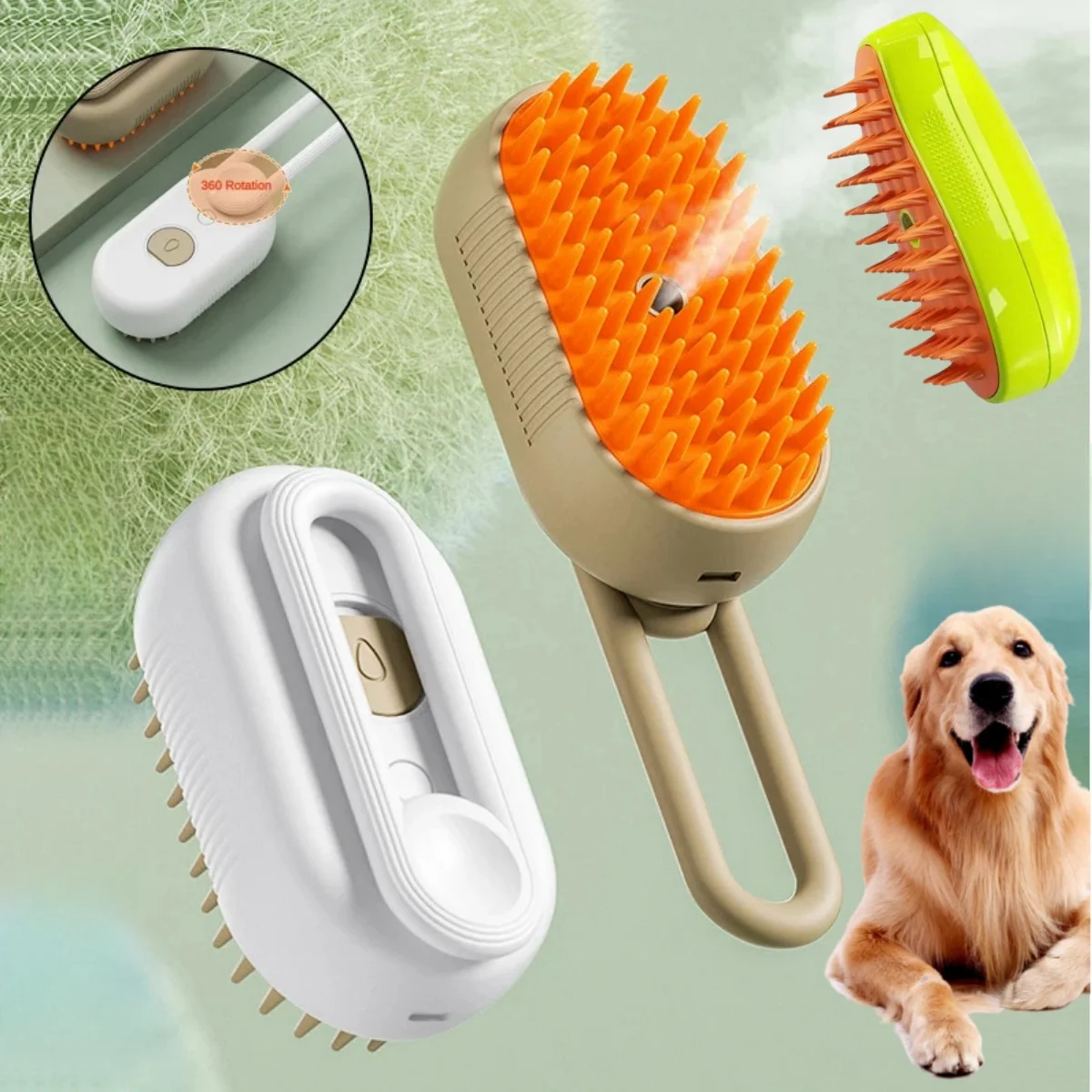 Cat Dog Pet Grooming Comb with Electric Spray Water Steam Soft Silicone Brush Kitten Pet Bath Brush Massage Pet Hair Remover