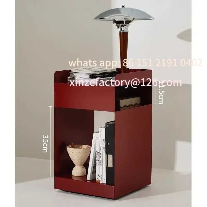 Customizable Bedside Table Lounge Modern Iron Cabinets For Living Room Sofas Simple Coffee Corner Wheel Retro