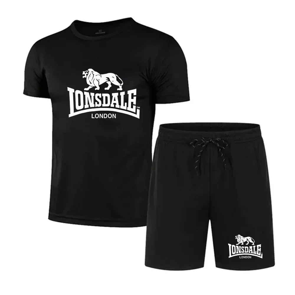 

Summer new fashionable men's shorts set, men's quick drying breathable sports set, short sleeved T-shirt set, men's jogging set
