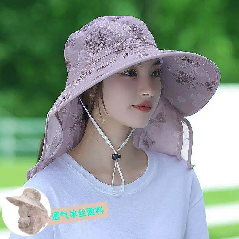 Women's Sun Protection Hat UV Protection Summer Farm Work Shawl Tea Picking Cap Breathable Lightweight Fashionable Bucket Hat