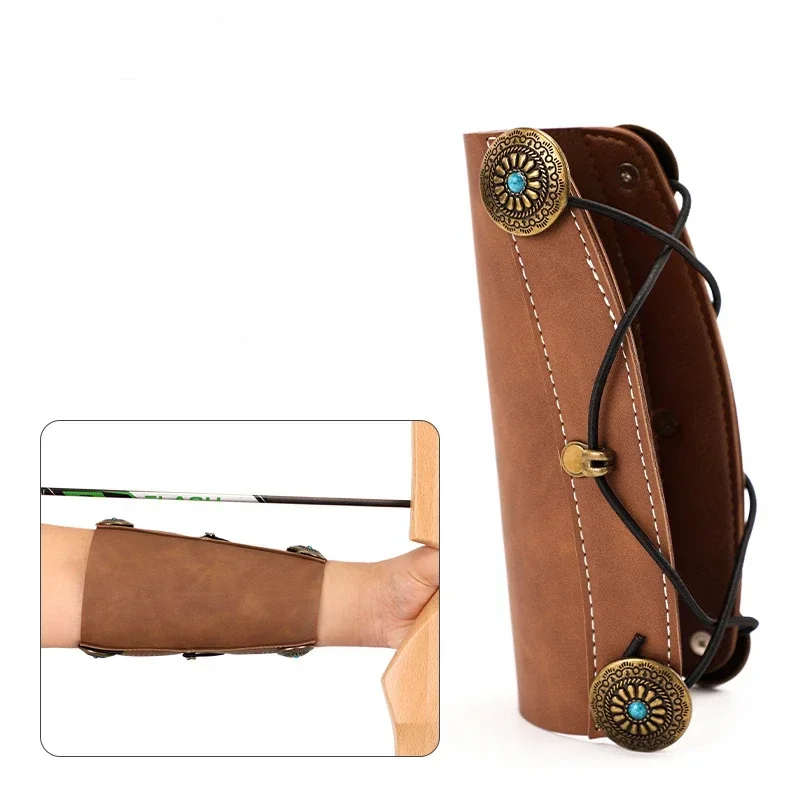 1pc Archery Arm Protector with brown buckle for wearing as a universal outdoor accessory for both hands