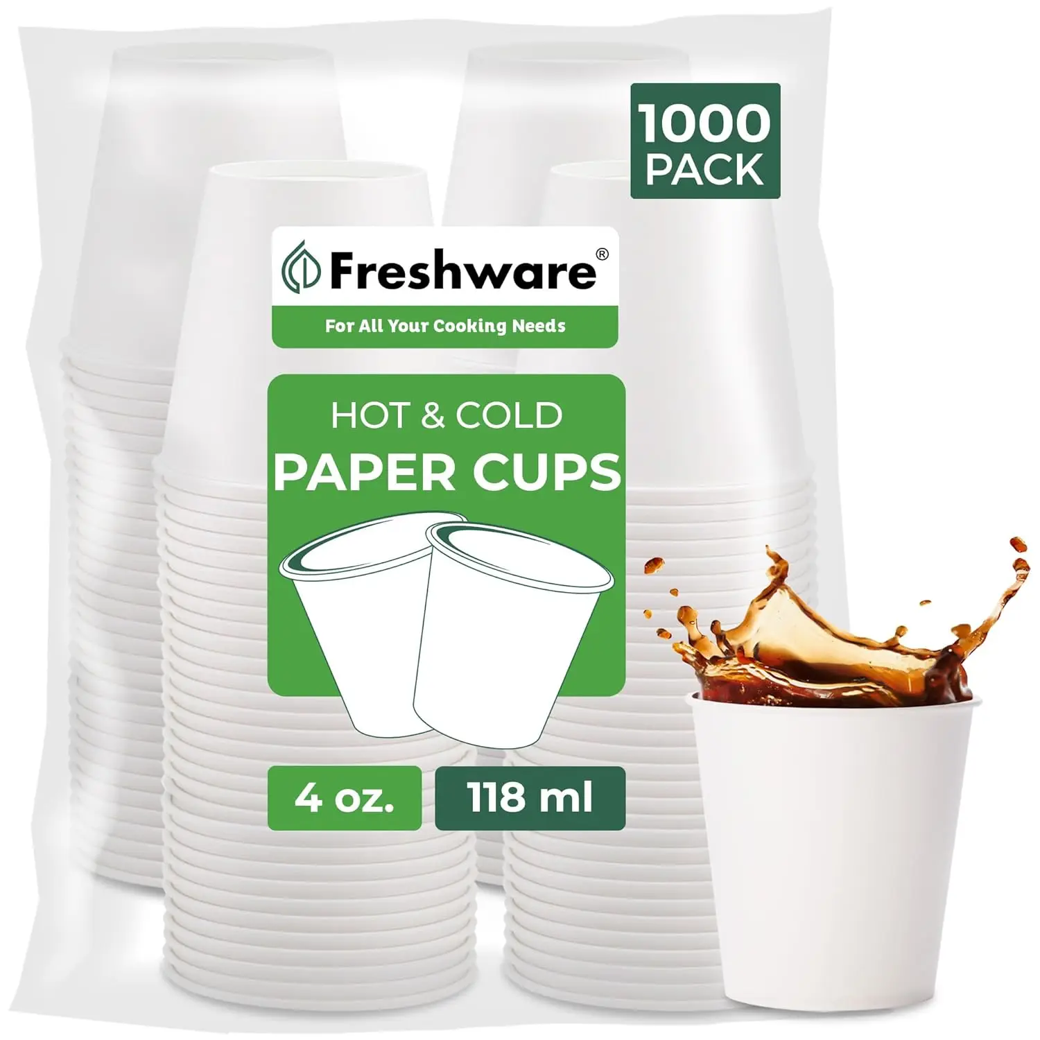 

Coffee Cups 4 oz [1000 Pack] Disposable Paper Cups for Mouthwash Cups, Hot Paper Coffee Cup, Ideal for Bathroom Cup