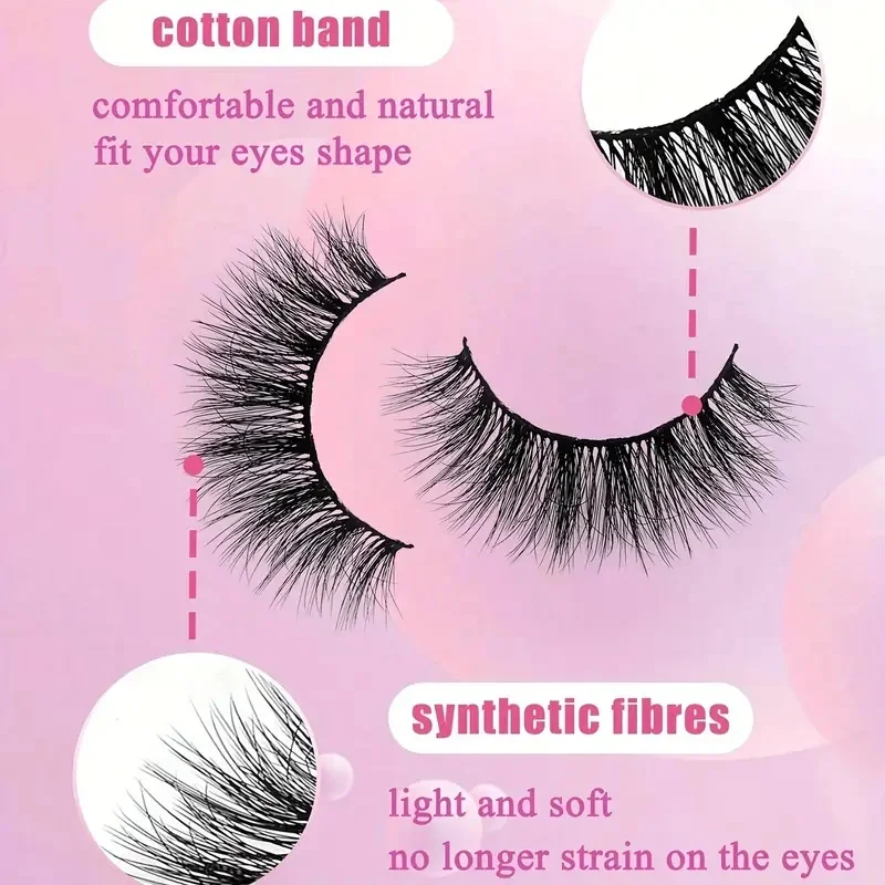 10 par puszystych, zwijanych sztucznych rzęs typu D - naturalny wygląd rzęsy w kształcie paska, pulchne i odpowiednie dla początkujących,