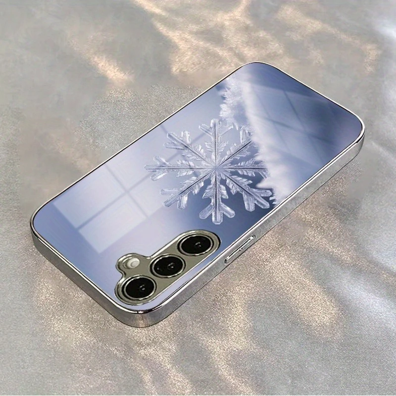 Winter Snowflake Crystal Electroplated Glass Phone Case for Samsung Galaxy S26/S25/S24/S23/S22/S21 and other models