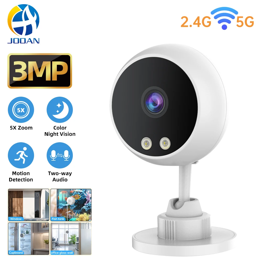 

Jooan 3MP WiFi Window Camera Indoor Security Cameras Color Night Vision Two-Way Audio Home Baby Monitor Camera Home Protection