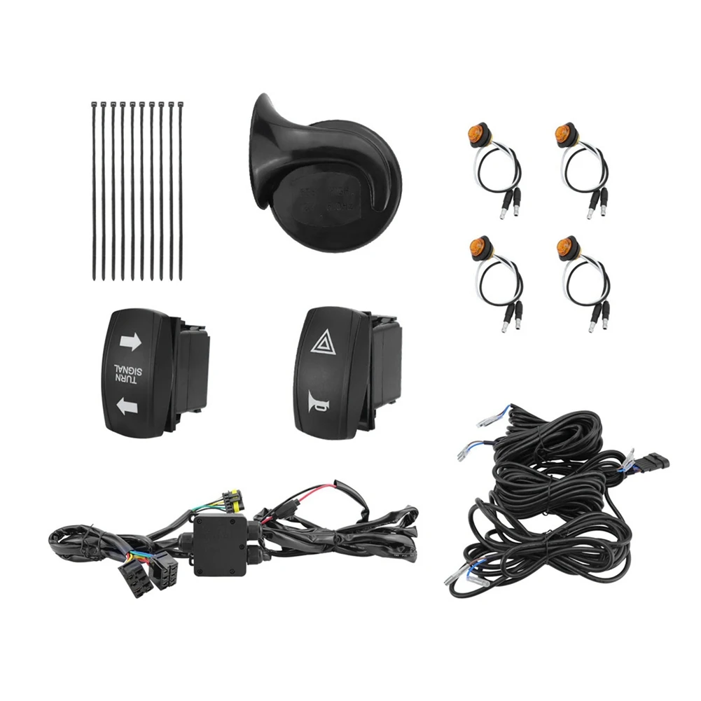 Universal UTV Horn Set with LED Turn Signal Lights&Switch Relay for Can Am