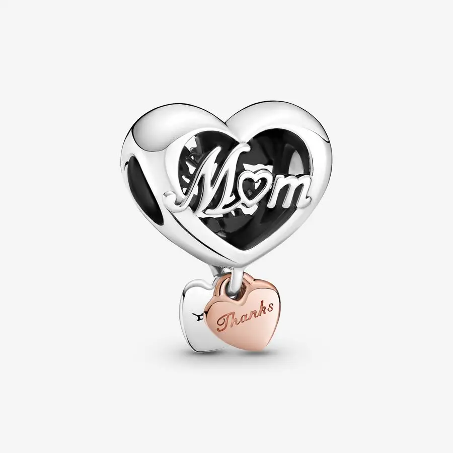 100% 925 Sterling Silver Love Mom Pendant Forever Love Beads for Original Pandora Charm Bracelet DIY Jewelry Mother\'s Day Gift