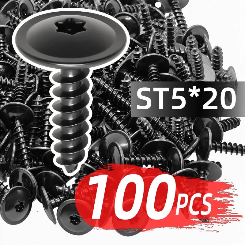 T25 M5X20mm Car Engine Cover Undertray Splashguard Wheel Arch Torx Self Tapping Screws M5 For VW N90775001 Auto Fastener Rivet
