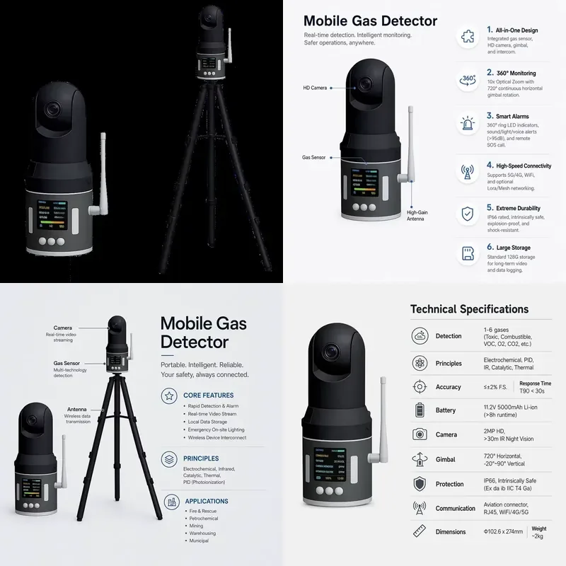 XXT JX-PTM600-S2 Wireless 4G 5G Mobile with PTZ Camera 360° Real-time Video Monitoring Portable Multi Alarm