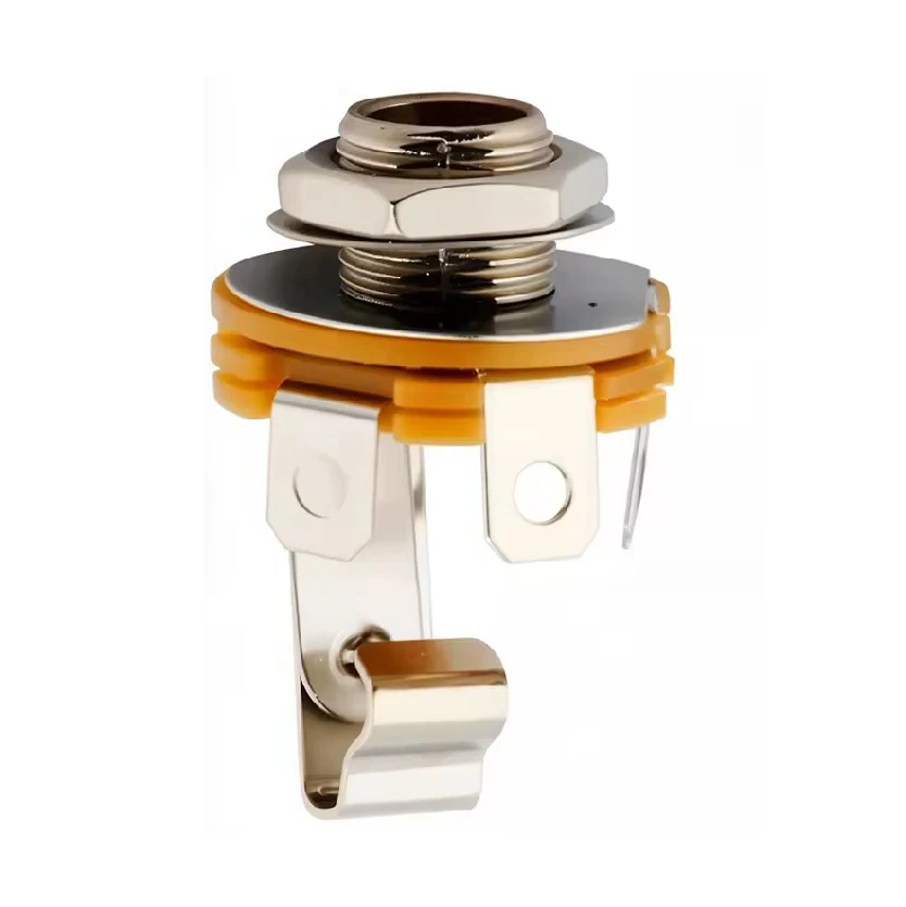 Metal 6.35/6.5MM Electric Guitar Input Jack Mono Stereo Sockets 3 Pole 4/6Pin Connector