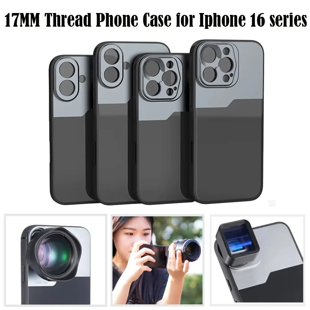 

17MM Thread Phone Case for IPhone 16 Pro Max Plus Protect Housing Case for Ulanzi Kase Apexel Anamorphic Macro Wide Angle Lens