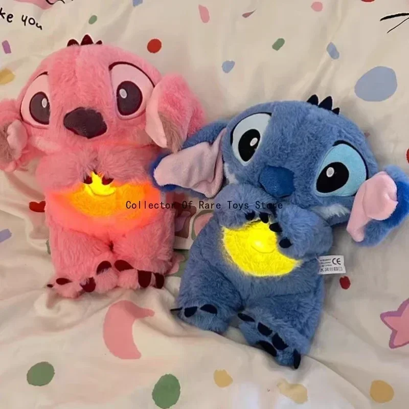 Stitch Sleep Companion Sound Beruhigende Musik Kinder Plüschtier Baby mit Airbag Atemlicht Puppe Atemfest Geschenk