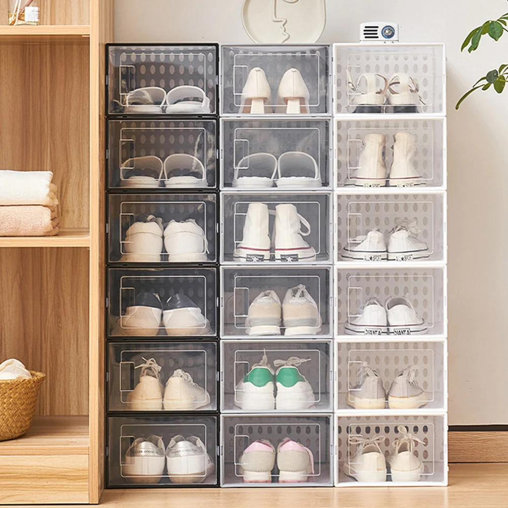 

3Pcs Transparent Shoes Box Storage Container High-Quality PP Material Sturdy Long-Lasting for Home Shoe Cabinet Organization