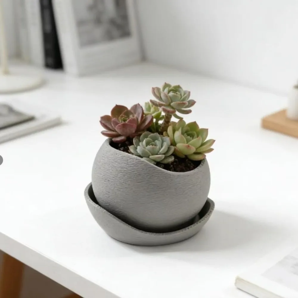3D Printed Irregular Flower Pot with Drainage Holes Polished Edges Succulent Plant Pots Plastic Art