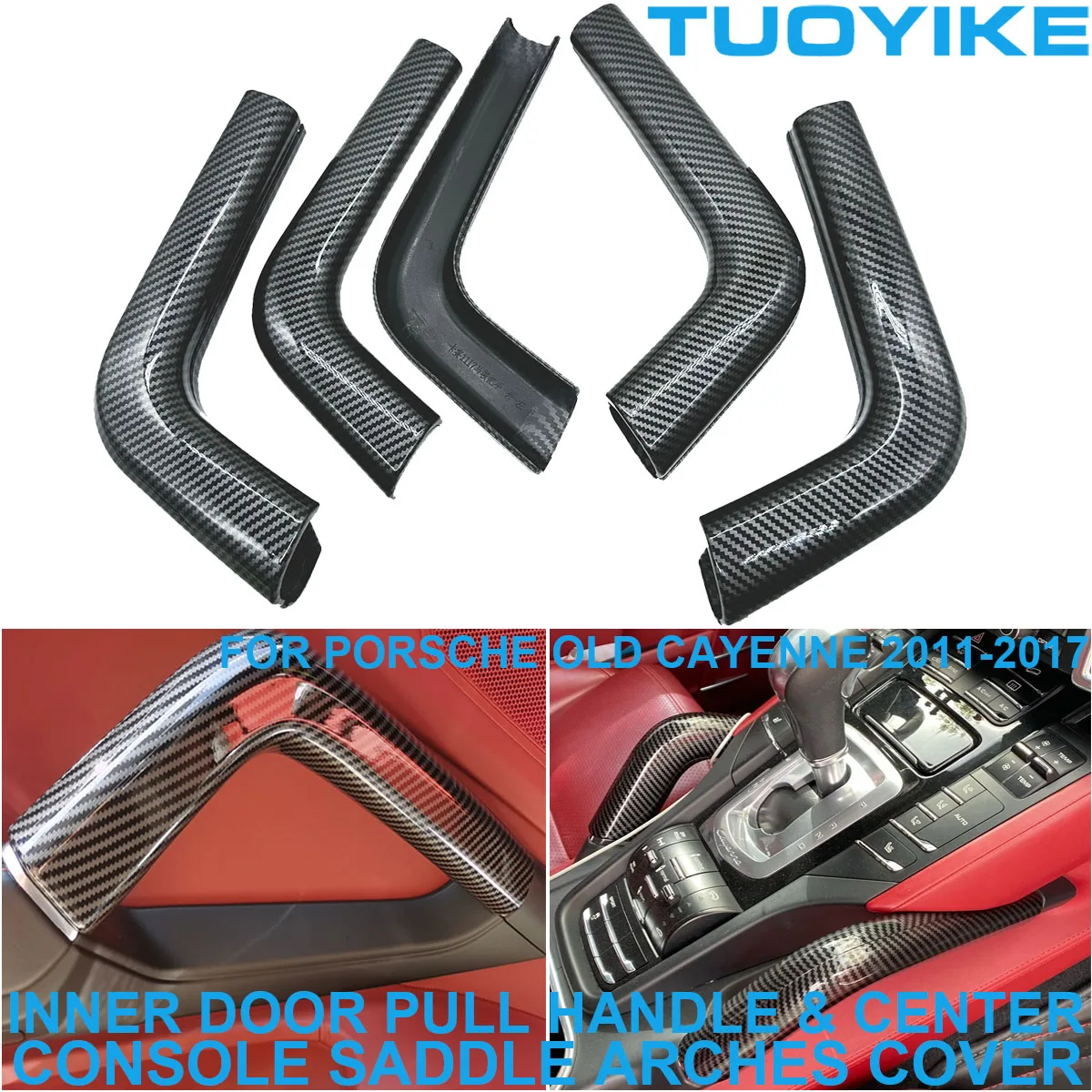 LHD RHD Inner Door Handle Trim For Porsche Cayenne 2011-17 ABS Carbon Fiber Interior Armrest Center Console Saddle Arches Cover