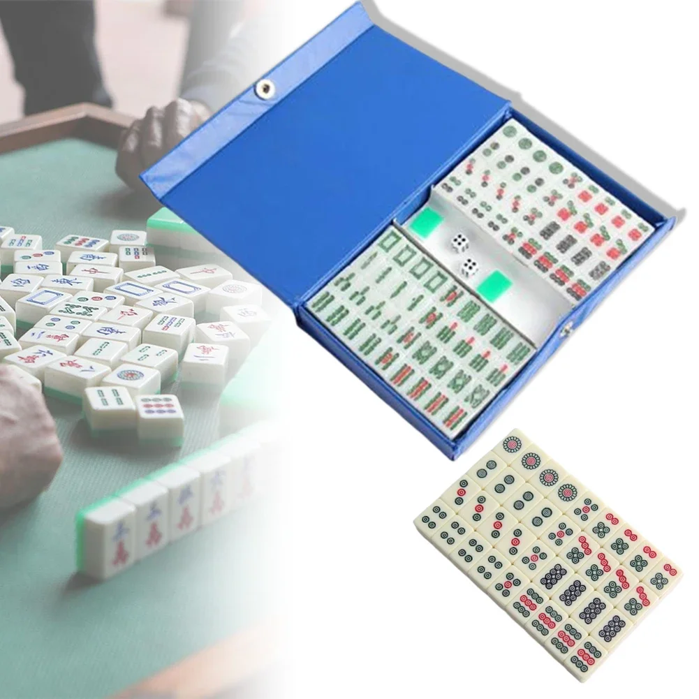 15mm Mahjong Game Set Mini Travel Mahjong Set Chinese Traditional Mahjong Games Mahjong Tiles Set for Party Home