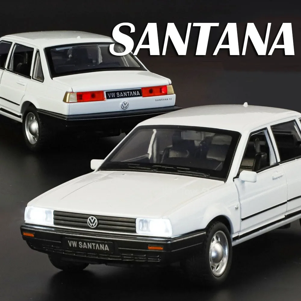 

1:32 Santana CC Model Toy Cars Alloy Diecast Sound Light Doors Opened Pull Back Miniature Vehicles for Children Favourite Gifts