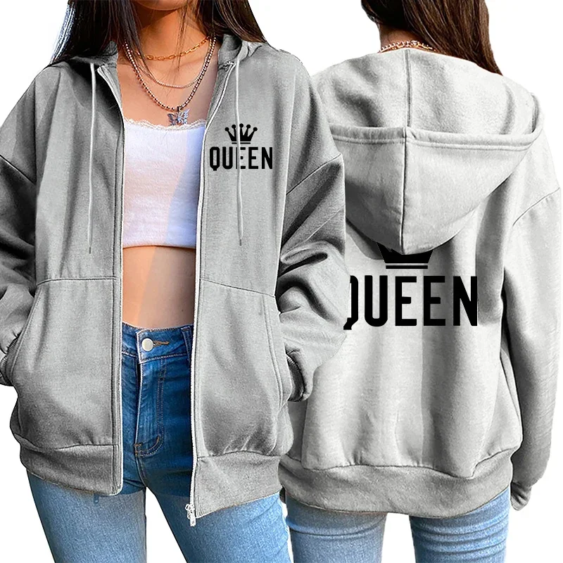 

Versatile Quality Women's Zipper Cardigan Hooded Sweatshirt Printing Outfits Fashion Casual Jogging Top Clothing Lady Sport Coat
