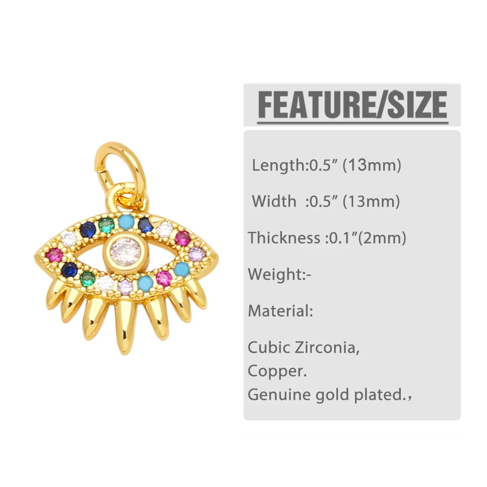 OCESRIO Multicolor Little Turkish Eye Bracelet Earring Charm Copper Gold Plated CZ Evil Eye Jewelry Making Supplies chma180