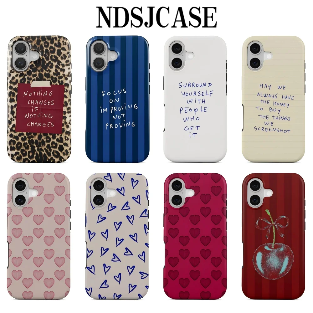 Luxuriöse Clmj Nothing Change Letter phone case for iPhone 17 17e 16e 16 15 14 13 12 11 Air Pro Max Plus – Doppellagige Rückabdeckung