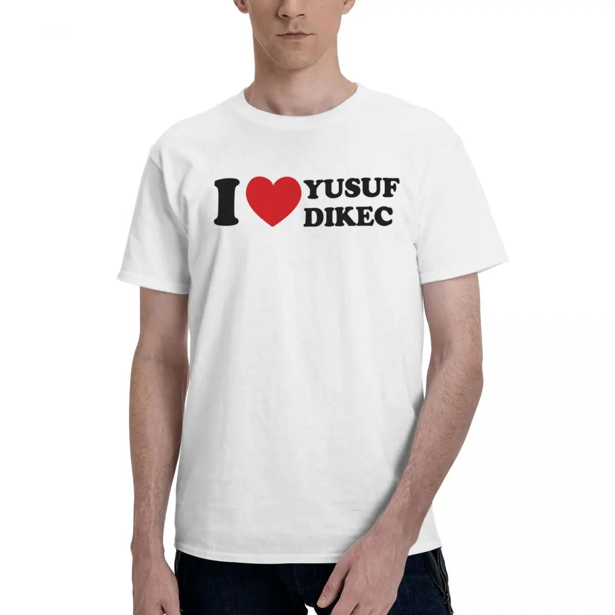 Men Funny I Love Yusuf Dikec Turkish Shooter T Shirt Vintage Oversized O-neck Cotton Custom Sleeve Shirt Men