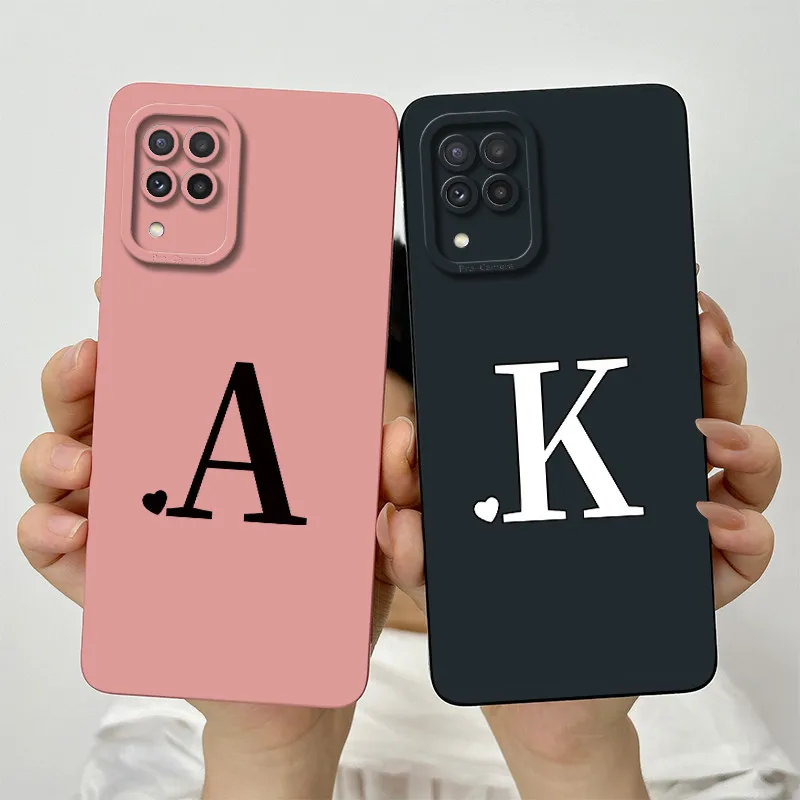 For Samsung A22 Case Galaxy M22 M32 Phone Case SM-A225F SM-M325F Cute Initial Letters Soft Silicone Shockproof Back Cover Fundas