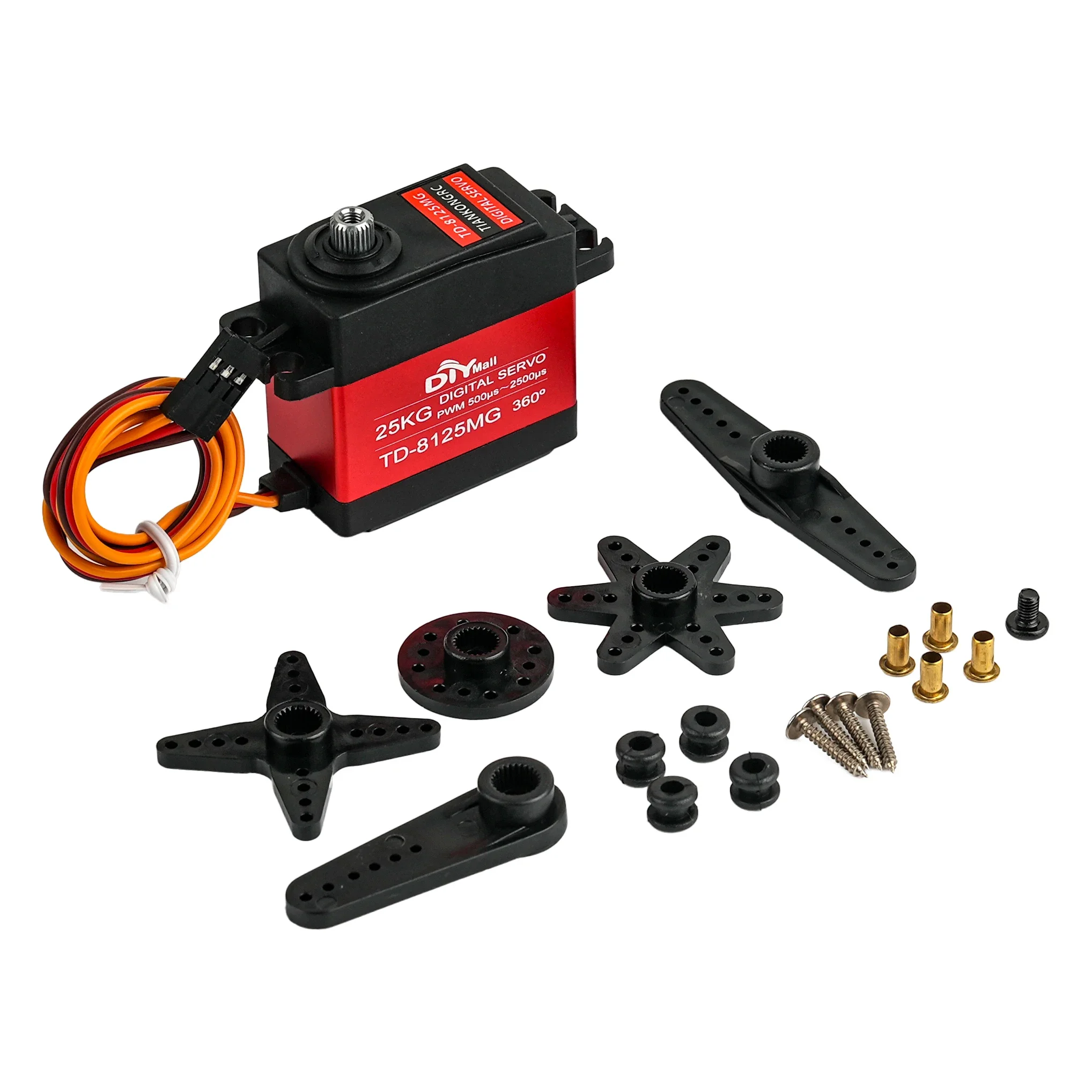 Servo digitale TD-8125MG a coppia elevata da 4 pezzi, 25 kg, ingranaggio metallico impermeabile 180 ° /270 ° /360 °   Angolo controllabile per auto/robot RC 1/8 1/10