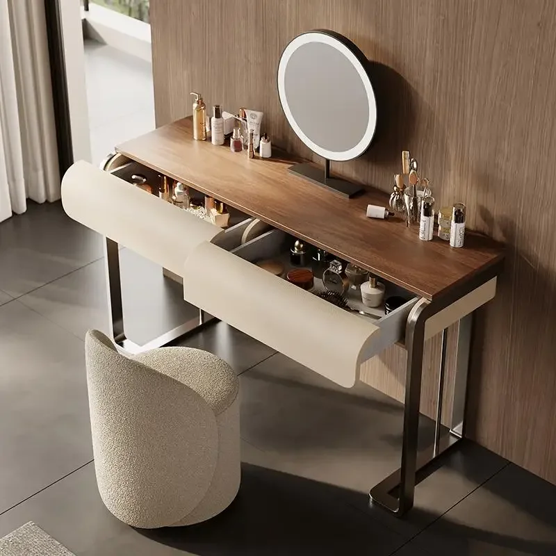 

bedroom light luxury high-end soft decoration, Italian minimalist high-end dressing table