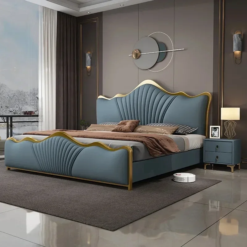 

Luxury Queen Double Bed Modern Princess Whitr Wood Headboard Frame Double Beauty Bed Boys Sleeping Cama Lounge Suite Furniture