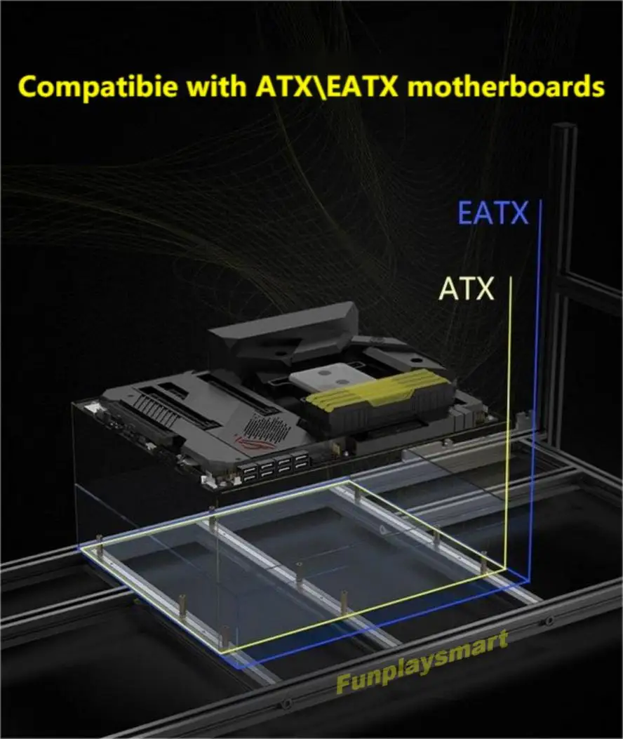 Imagem -05 - Funplaysmart V4c 12-quadro do Mineiro de Gpu Caixa Empilhável da Mineração da Criptomoeda da Liga de Alumínio Cremalheira do ar Aberto com Suporte do fã