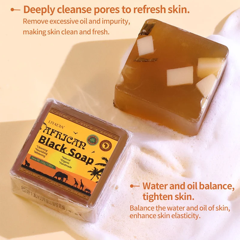 African Black Soap Anti Taches Face Bath Deep Cleansing Exfoliating Body Moisturizing Treatment Acne jabón savon صابون sabão pod