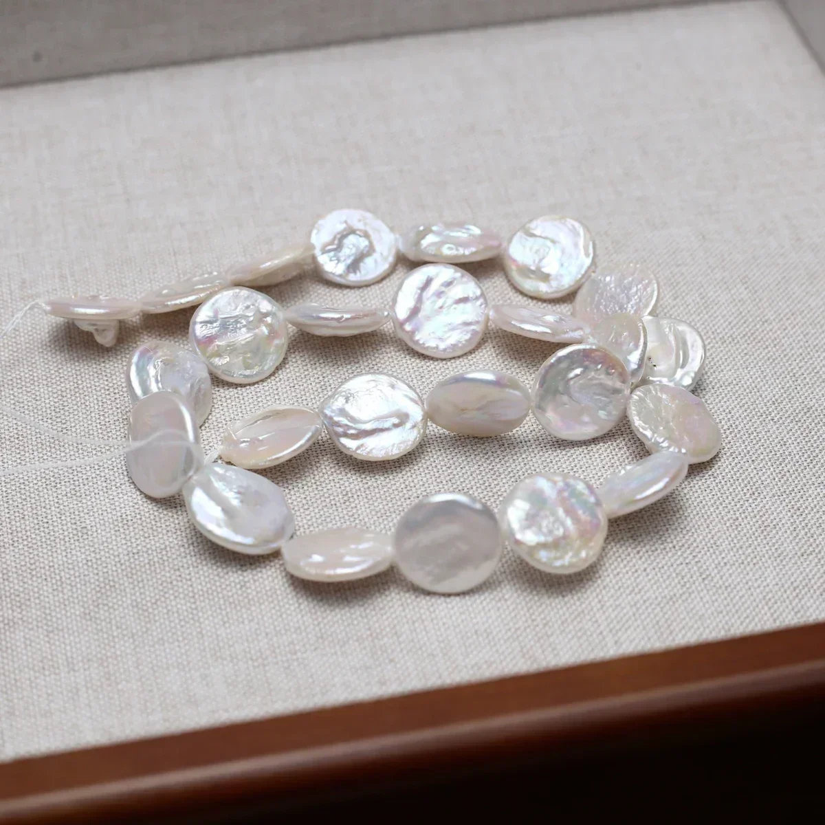 

15x16mm 4A Natural Freshwater White Round Buttons Baroque Pearl Bead Jewelry Make Gift DIY Necklace Bracelet Accessories Wedding