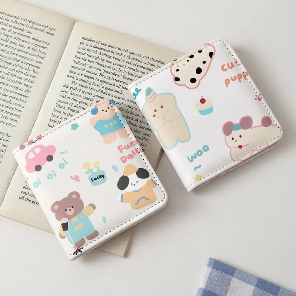 PU Leather Kawaii Wallet Portable Cartoon Money Bag Mini Business Card Case Portable Cute Coin Purse for Women