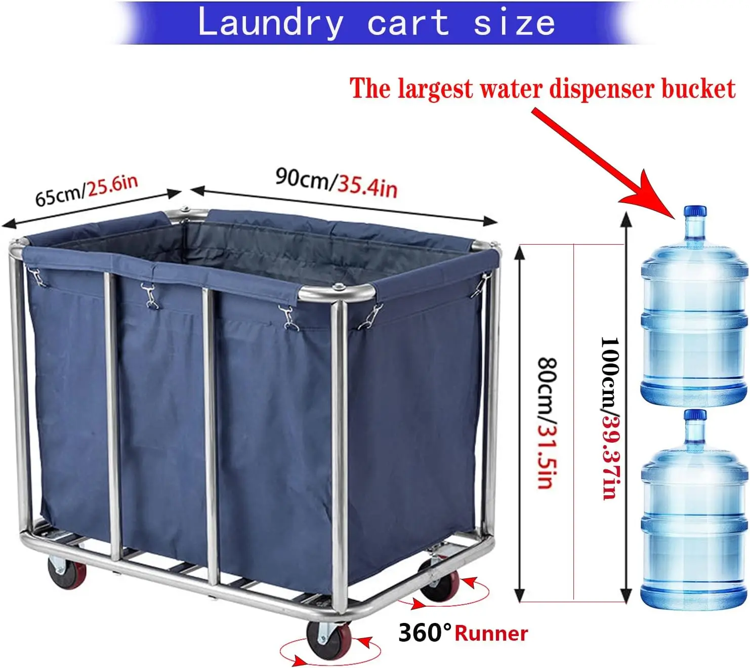 Laundry Cart with Wheels 12 Bushel (400l) Collapsible Laundry Hamper Commercial Large Heavy Duty Rolling Laundry Basket Waterpro