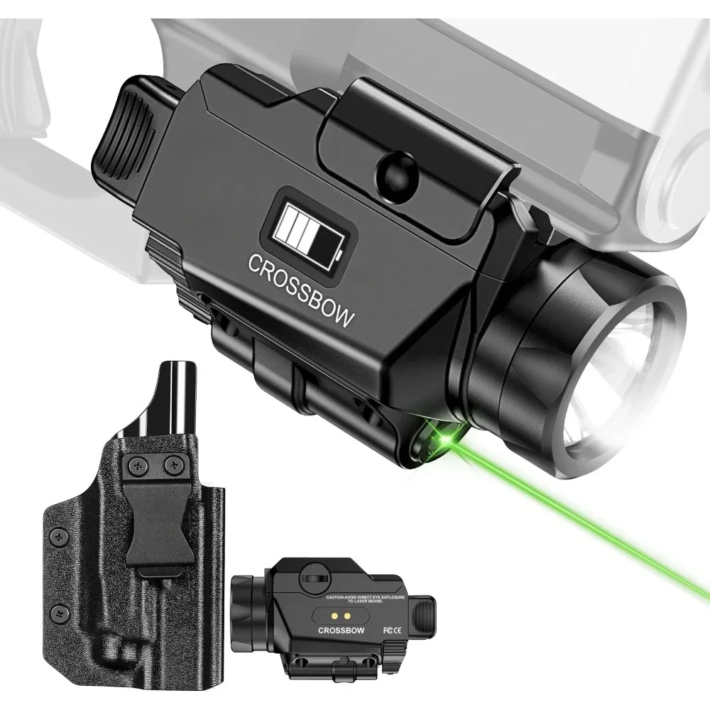 

White LED & Green Laser Tactical Light, Magnetic USB Charging Weapon Light-Screen Displays Battery Status, MA1 w/ G19 Holster