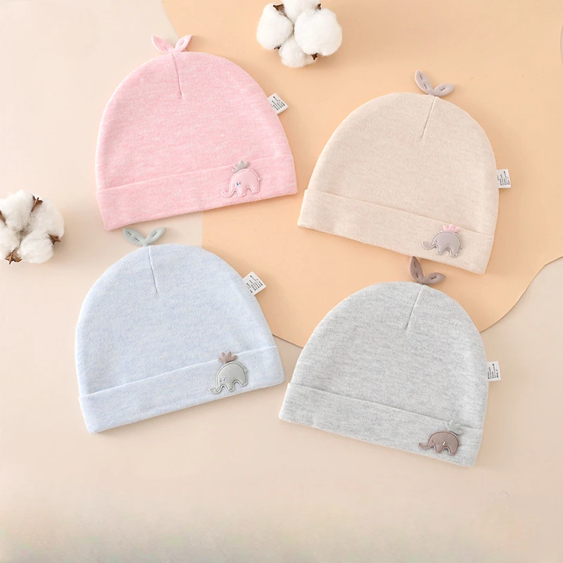 Cotton Baby Hat Single Layer Bonnet Spring Summer Hospital Caps Soft Breathable Newborn Essential for 0-3 Months Infants