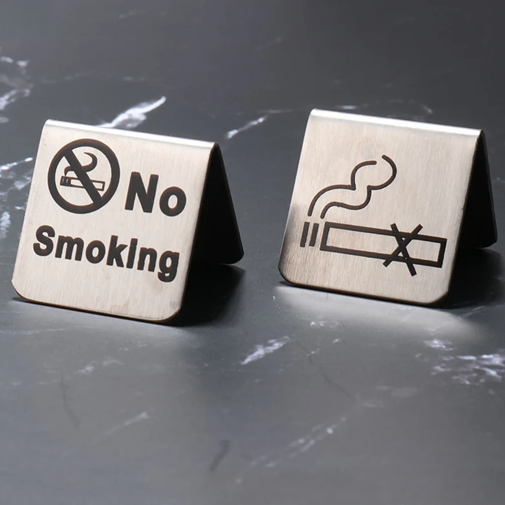 

2Pcs Stainless Steel No Smoking Signs Corrosion Resistant Durable Easy Clean Suitable For Desktops Offices Homes Meetings