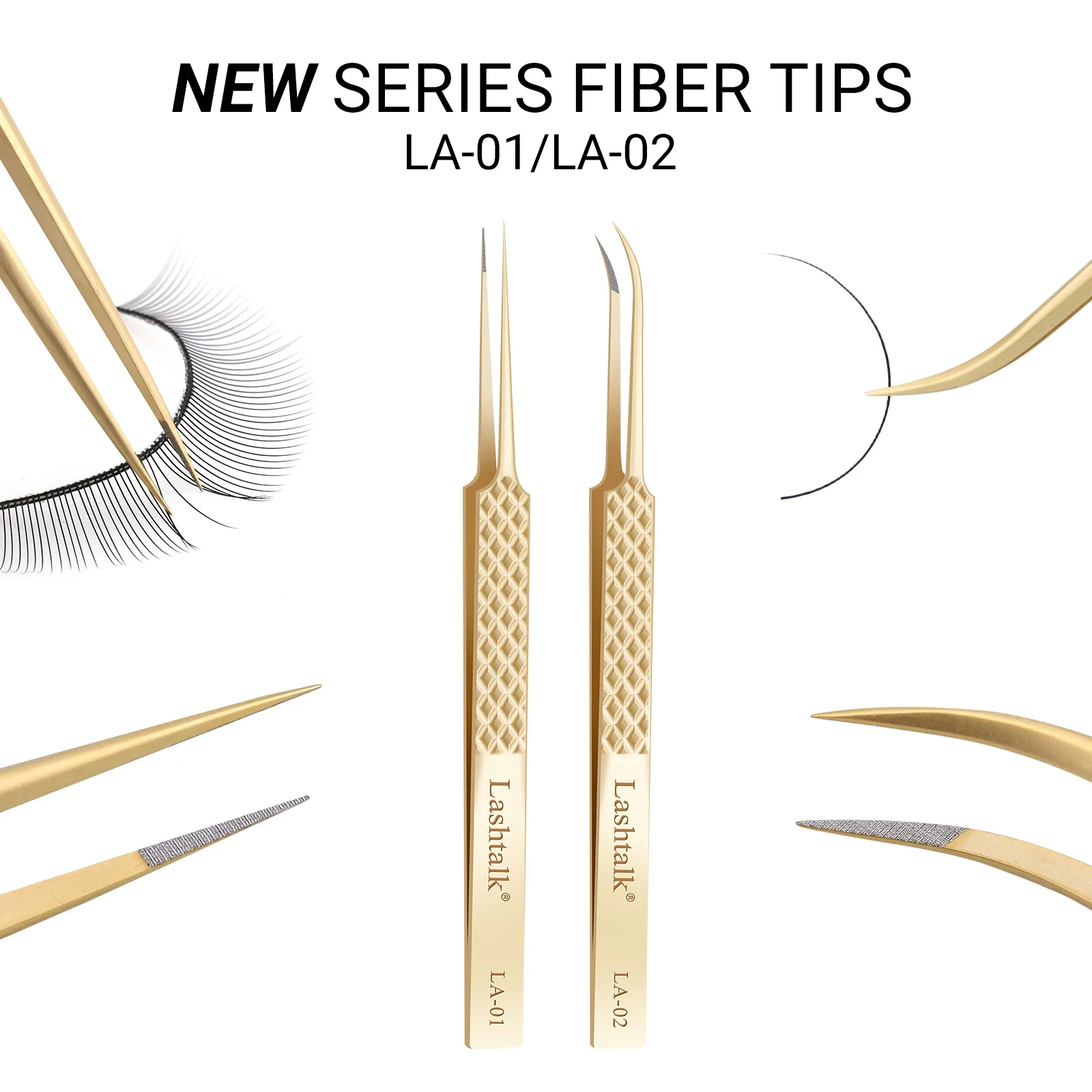 Lashtalk pinzas para extensiones de pestañas, herramientas de maquillaje de Nagaraku, acero inoxidable, volumen no magnético, suministros de FakeLashes precisos