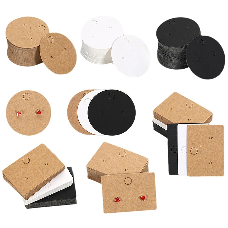 50pcs Cardboard Earring Display Cards Blank Kraft Paper Jewelry Hanging Tags For Ear Studs Selling Packaging