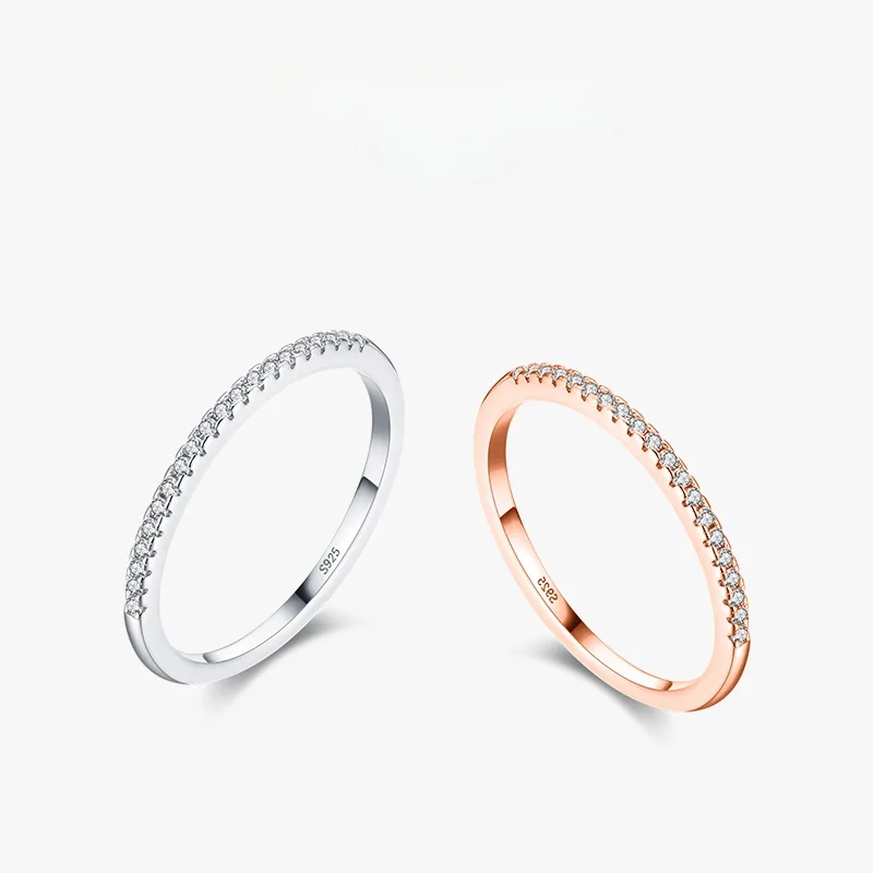 Modians925Pure Silver-Anillo de diamante de fila Simple para mujer, estilo japonés, ligero, de lujo, minimalista, con circonita, fino, judío