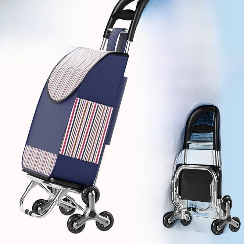 

Foldable Small Shopping Cart for Elderly People Lightweight Stair Climbing Hand-Pulled Vegetable Buying Truck Convenient Storage